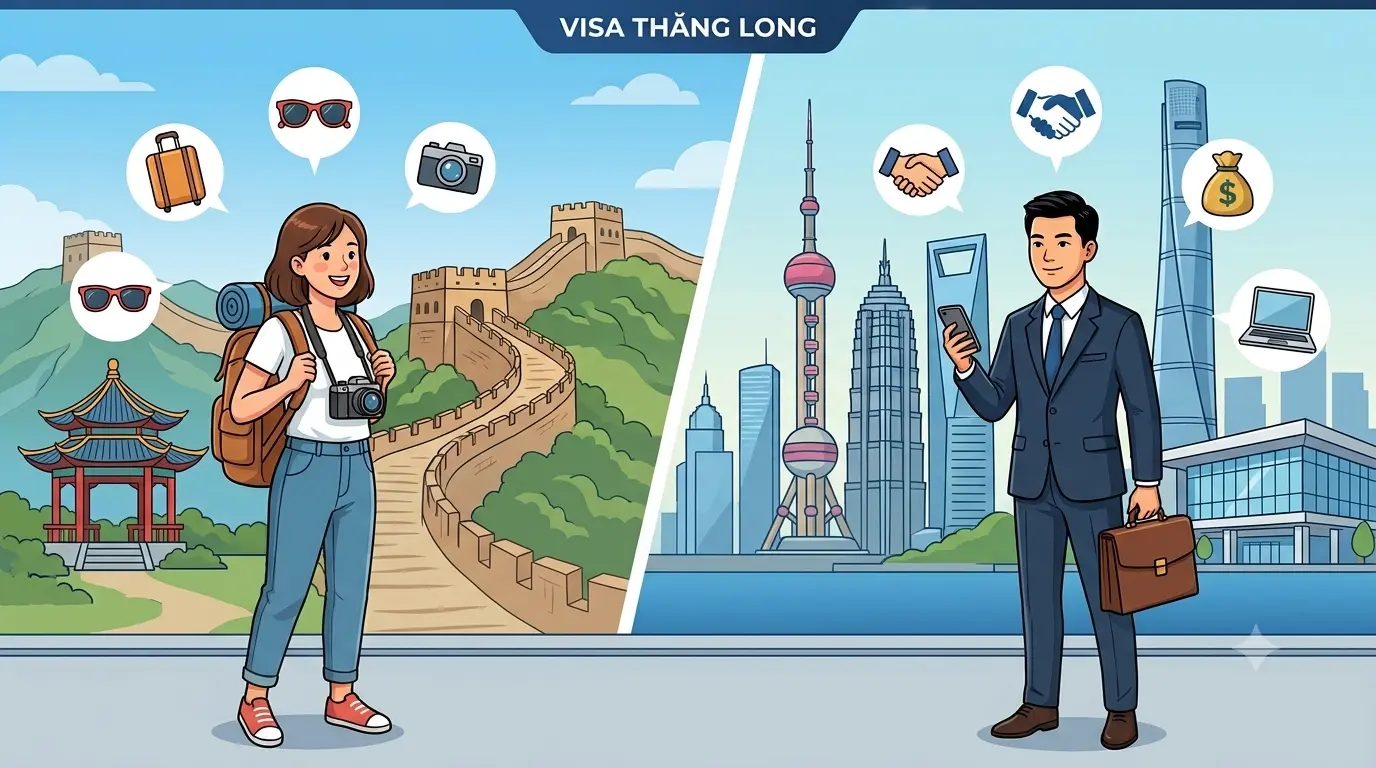 khác nhau giữa visa du lịch và thương mại